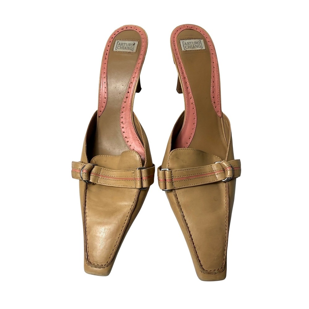 Arturo Chiang Y2K Pointed Toe Mules Tan Pink Size 9.5M